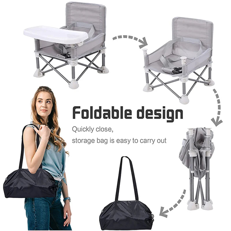 Portable Baby Booster Seat – Folding Dining Chair for Travel and Outdoor Use