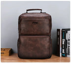 Split Leather Laptop Backpack – Large 14 Inch Travel Bag for Men