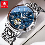 OLEVS Automatic Mechanical Watch – Skeleton Flywheel for Men's Business Wear