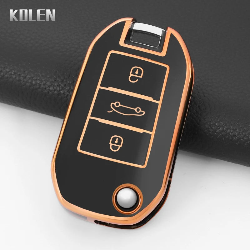 TPU Car Key Case Cover – Protective Keychain for Peugeot and Citroen Models