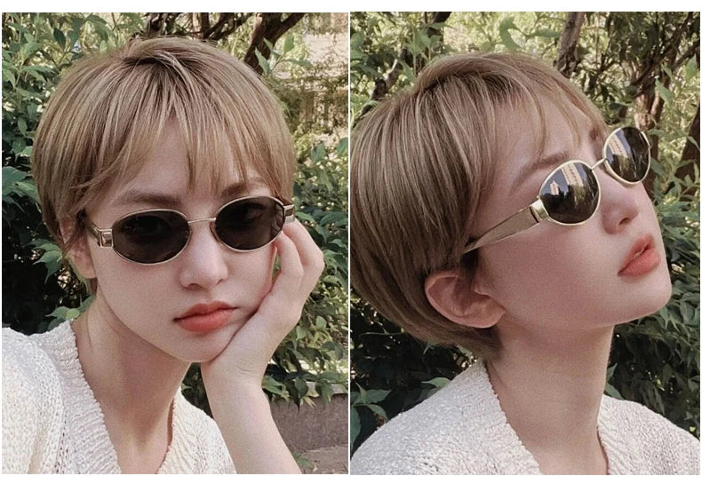 Alloy Oval Sunglasses – UV400 Protective Eyewear for Men and Women