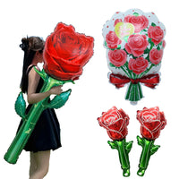 Red Rose Foil Balloon – Romantic Floral Decor for Valentine's Day Weddings
