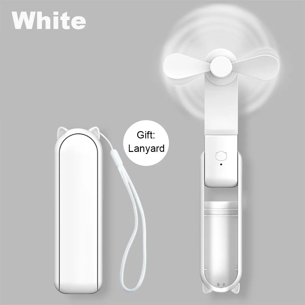 Portable Handheld Cooling Fan – USB Rechargeable Power Bank for Travel