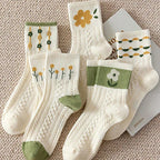 Cartoon Print Midlength Socks – Soft Cotton Casual Wear for Women