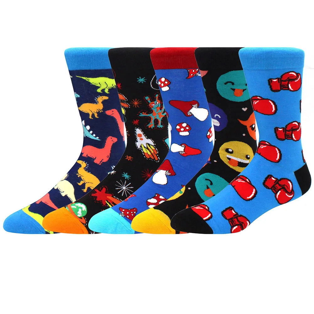Combed Cotton Crew Socks – Novelty Patterned Casual Apparel for Men and Women