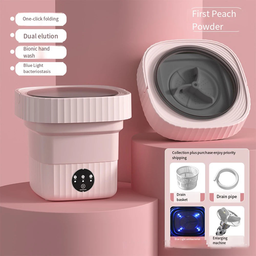 Portable Folding Washing Machine – Ultrasonic Mini Washer for Travel and Home