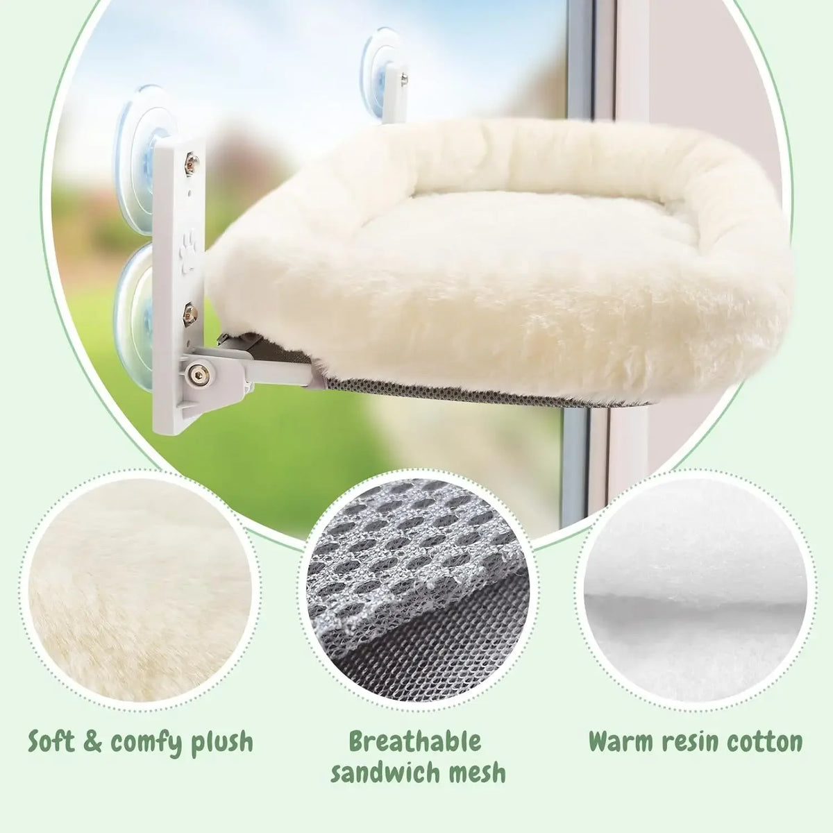 Cat Window Hammock – Suction Cup Sunbathing Seat for Indoor Cat Relaxation