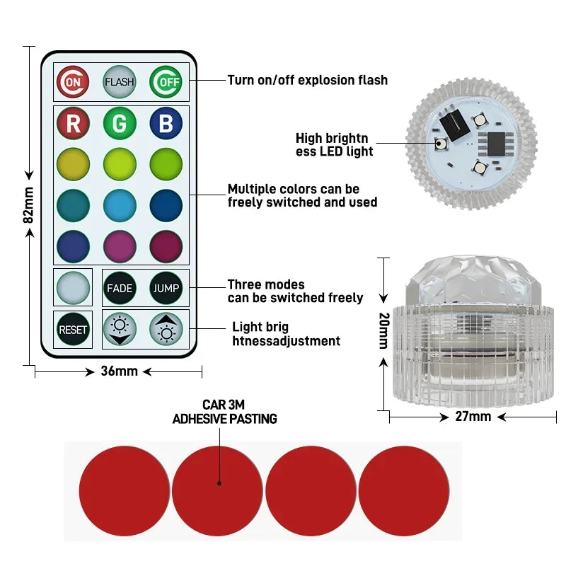 Wireless LED Ambient Interior Light – Adhesive Atmosphere Lamp for Auto Decor