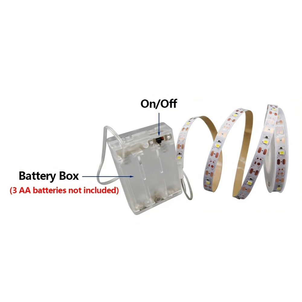 Battery Powered LED Strip Lights – Warm White TV Backlight for Bedroom Decor