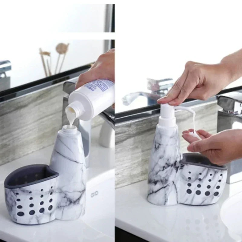 Soap Dispenser with Sponge Holder – 2-in-1 Kitchen Sink Organizer for Home