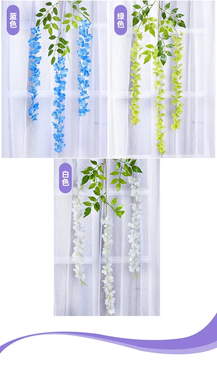 Silk Wisteria Hanging Vines – 110cm Artificial Flower Garland for Wedding Decor
