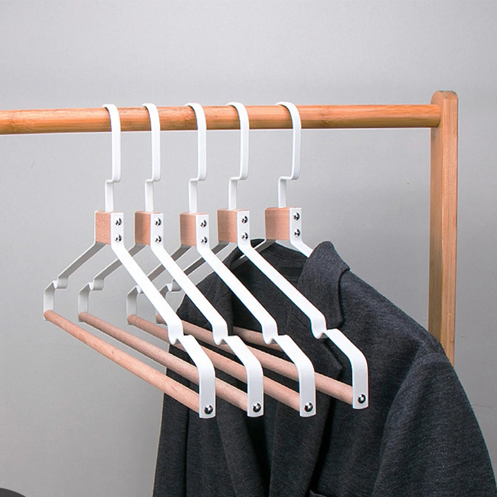 Solid Wood Clothes Hangers – Swivel Hook Rack for Coats and Jackets