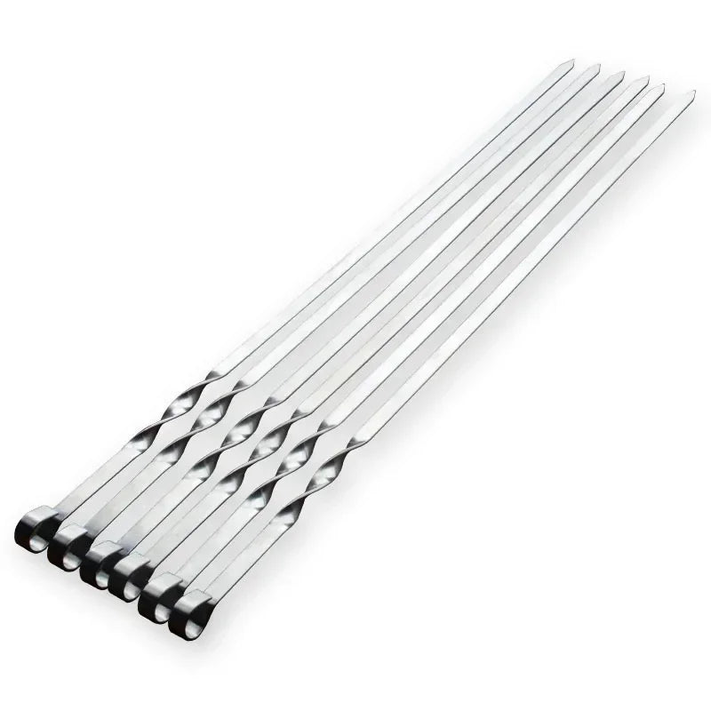 Stainless Steel BBQ Skewers – 55cm Long Handle Grill Sticks for Outdoor Cooking