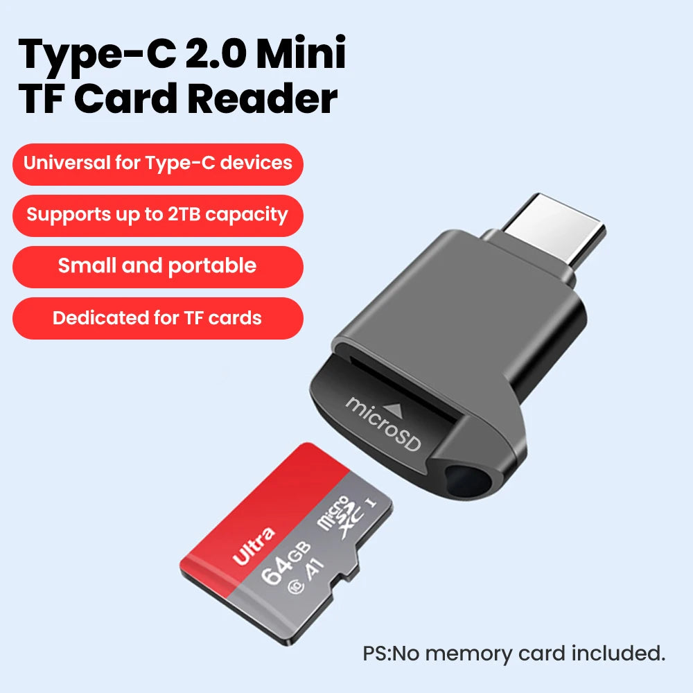 USB-C TF Card Reader – Compact External Storage for Smartphones