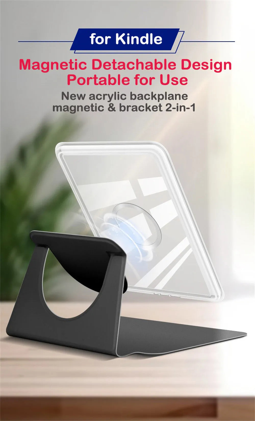 Magnetic Acrylic Case – Protective Cover for Kindle Paperwhite 6-7 Inch