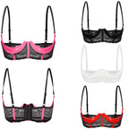 Wetlook Leather Push Up Bralette – Underwire Lace Lingerie for Sexy Cosplay