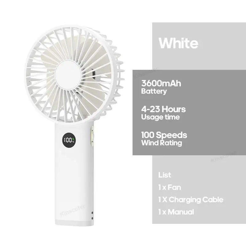 Portable Handheld USB Fan – Rechargeable Stepless Speed Desktop Cooling Fan