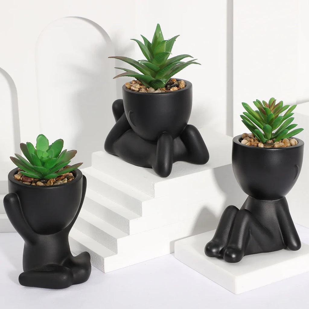 Artificial Aloe Vera Succulent Set – Cartoon PE Pot Plants for Home Decor