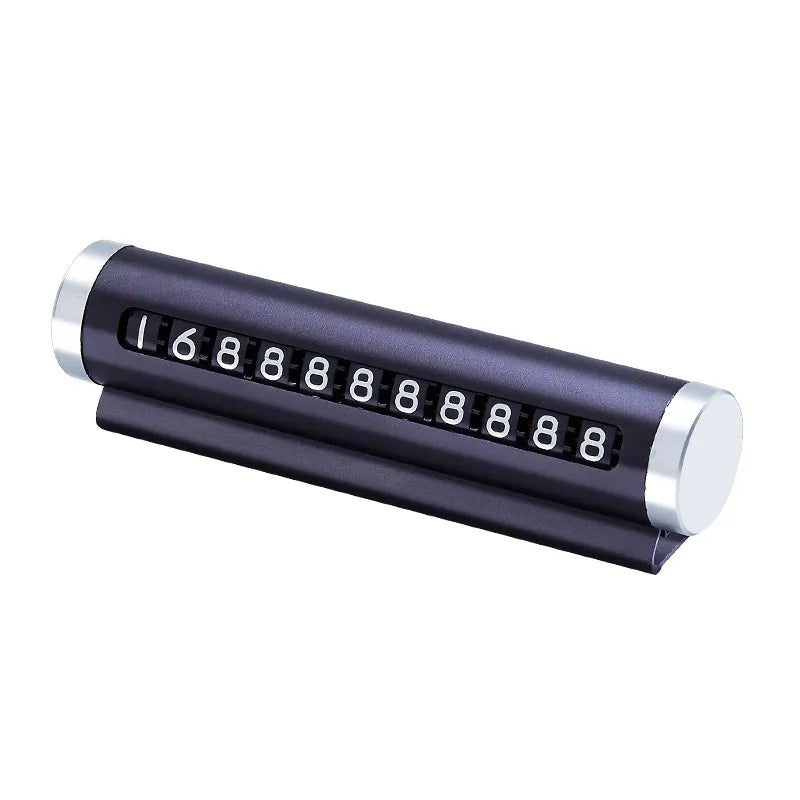 Rotating Metal Parking Number Plate – Aluminum Auto Dashboard Contact Sign