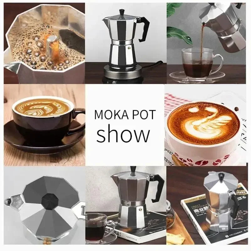 Aluminum Moka Pot Coffee Maker – Espresso Percolator for Home and Camping