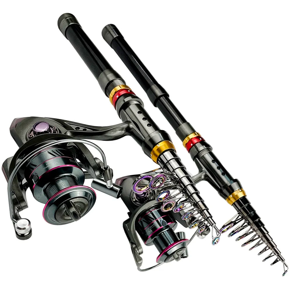 Telescopic Carbon Fiber Fishing Rod – Spinning Reel Combo for Outdoor Fishing