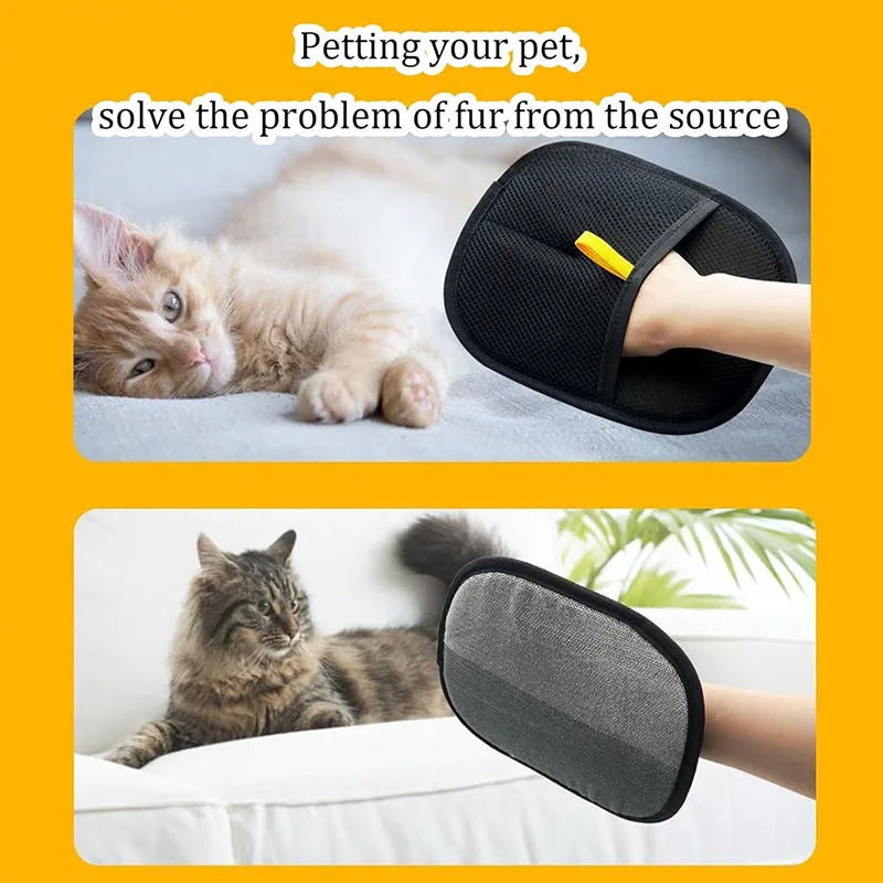 Reusable Pet Hair Grooming Gloves – Double Sided Tool for Sofa and Carpet