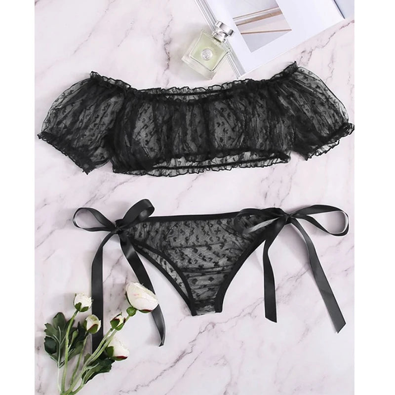 Floral Lace Lingerie Set – See Through Bralette for Romantic Evenings
