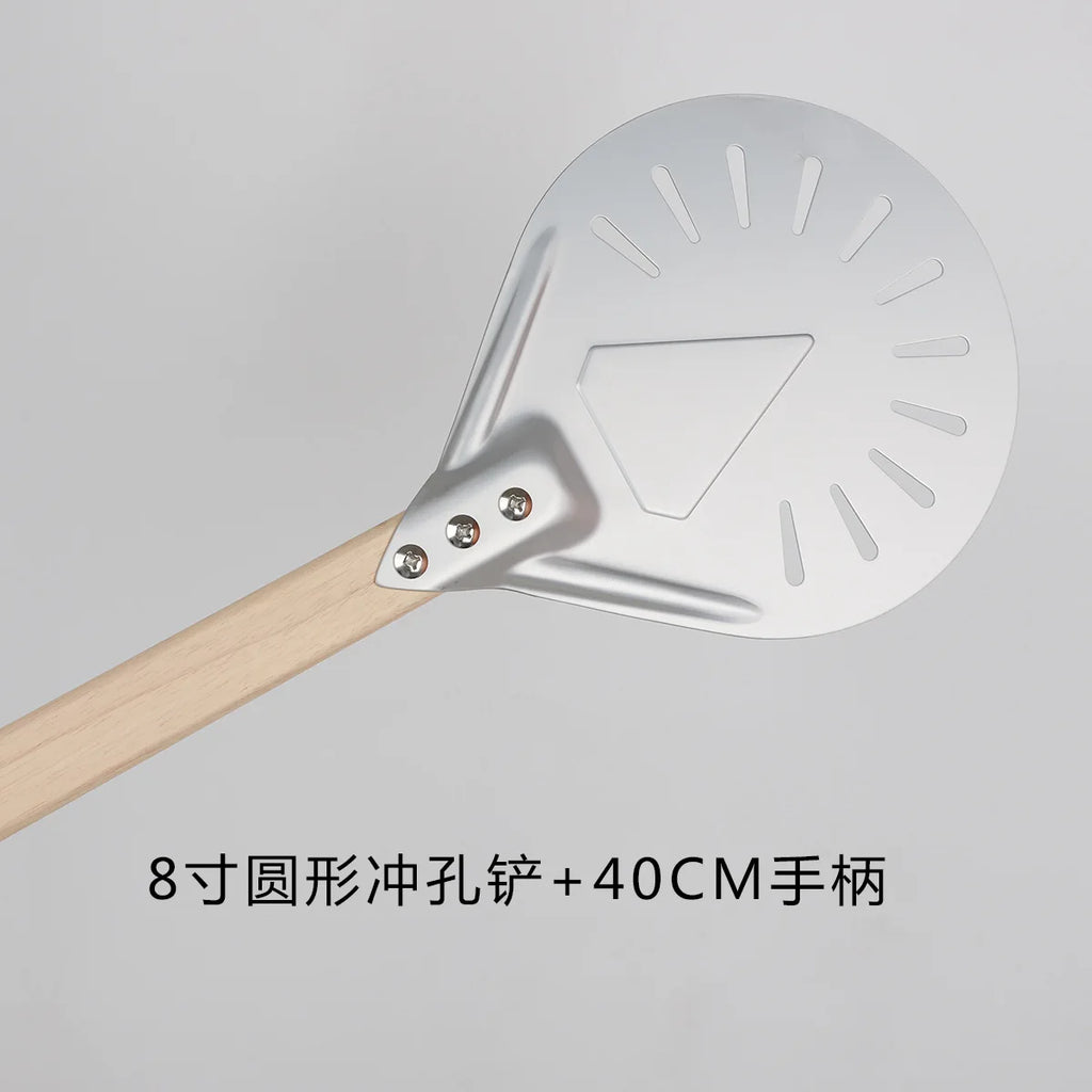 Perforated Aluminum Pizza Peel – Non-Slip Wooden Handle for Home Baking