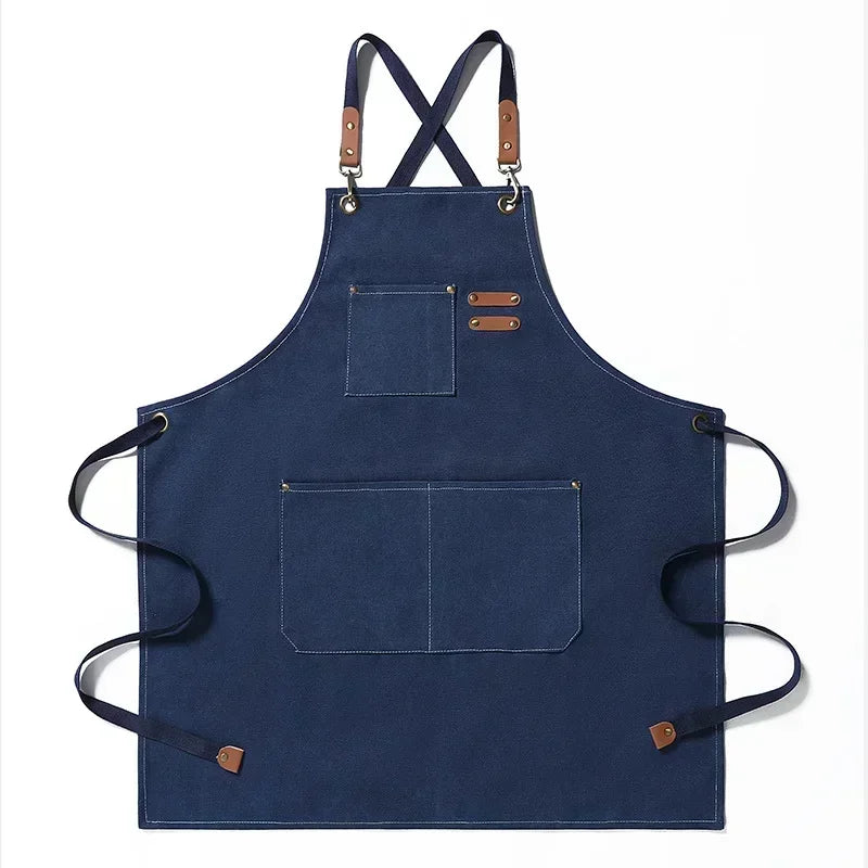 Canvas Chef Apron – Professional Kitchen Bib for BBQ and Salon Use