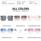 Oversized Rimless Square Sunglasses – Gradient Fashion Eyewear for Women