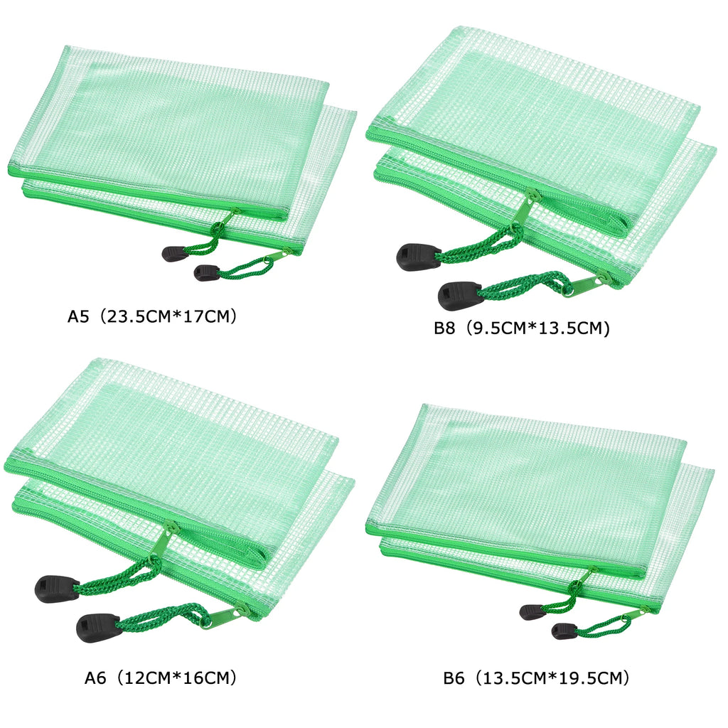 Waterproof Mesh Zipper Pouches – PVC Document File Bags for Office Stationery