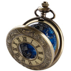 Antique Blue Dial Pocket Watch – Vintage Pendant Necklace for Holiday Gift