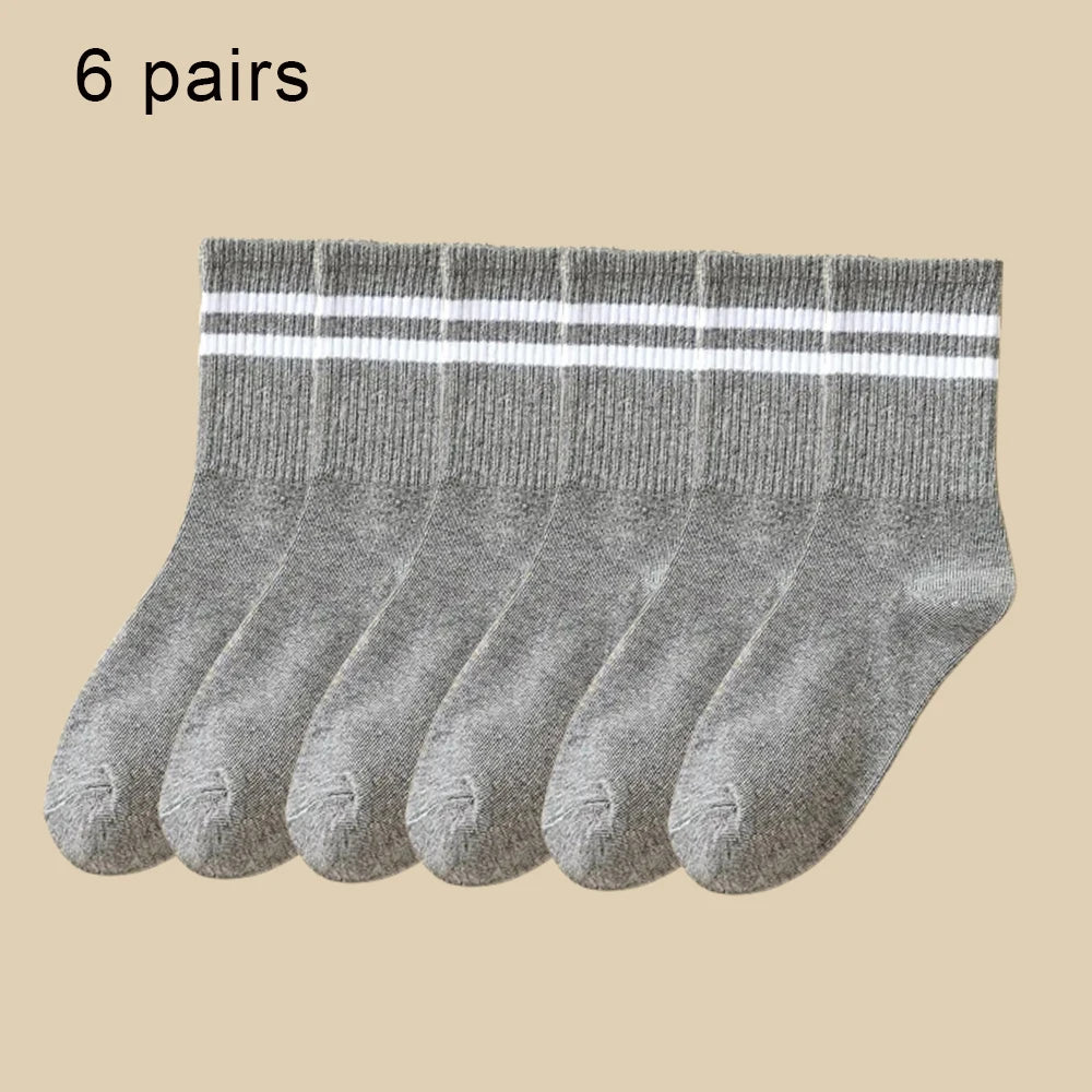 Mid Length Cotton Socks – Solid Color Business Casual for Daily Wear