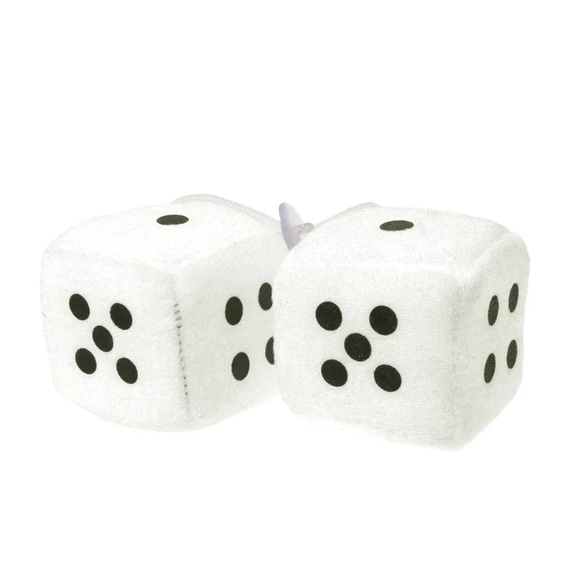 Fuzzy Dice Hanging Ornament – Plush Soft Dots for Car Rear View Mirror Decor