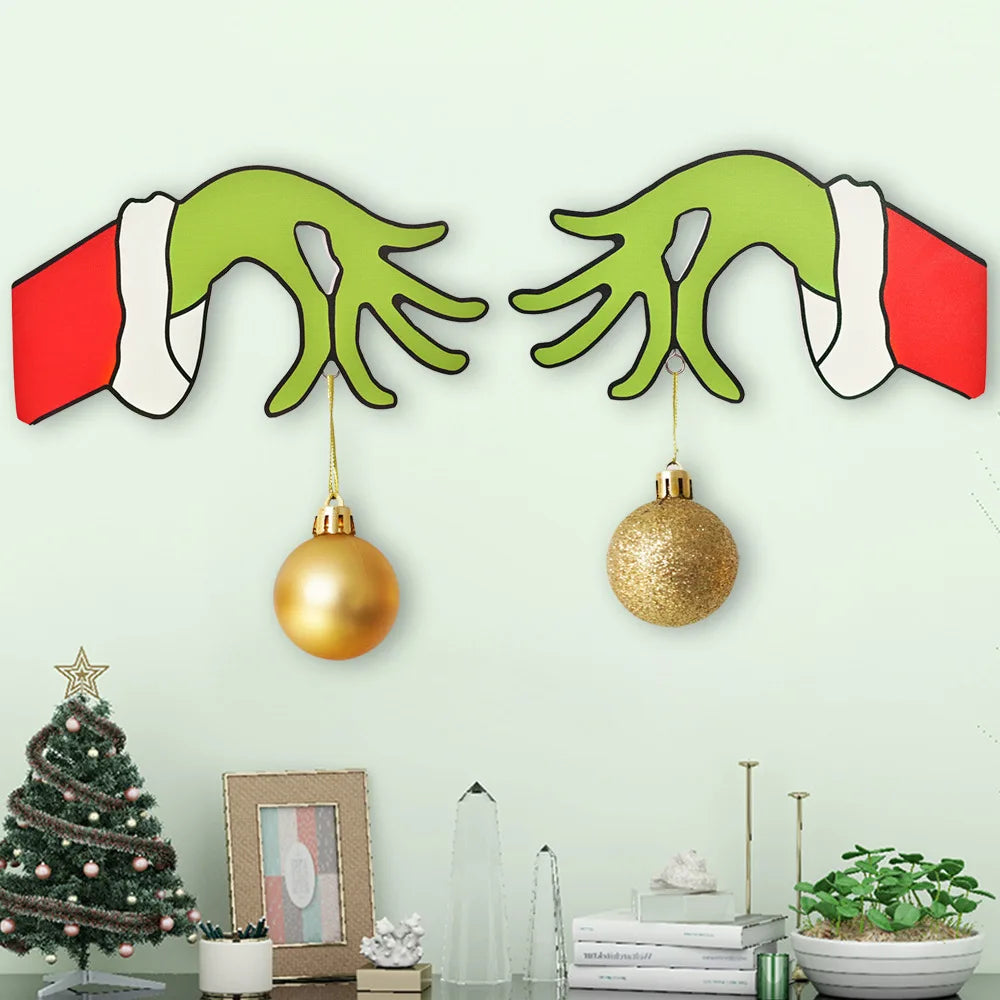 Grinch Wooden Door Sign – Festive Hanging Decoration for Christmas Home Decor