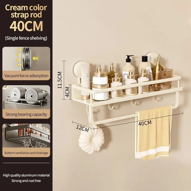 Corner Suction Storage Rack – Wall-Mounted Shelf for Bathroom Organization