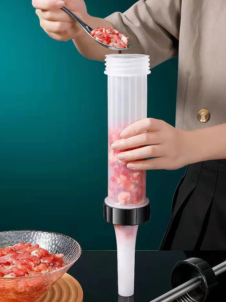 Manual Sausage Stuffer – Plastic Filling Tool for Homemade Meat Processing