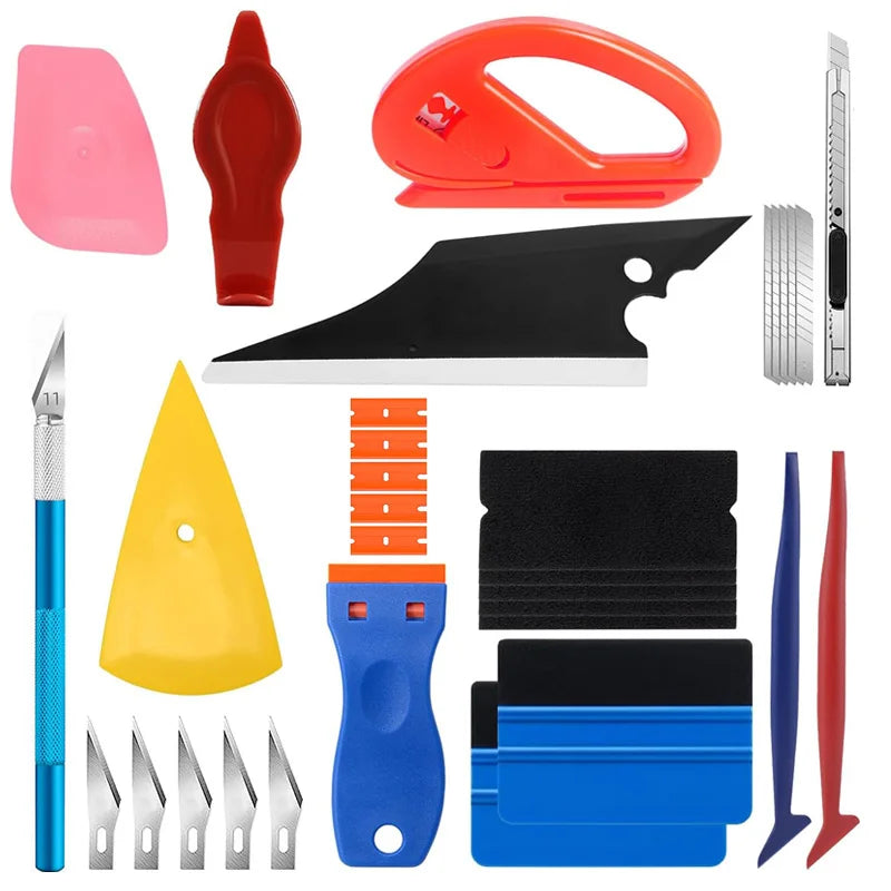 Vinyl Wrap Tool Kit – Felt Squeegee and Knife Set for Car Tinting