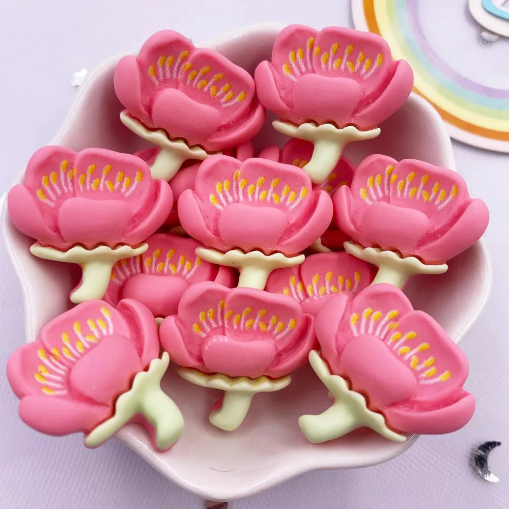 Resin Cherry Blossom Flatbacks – Colorful DIY Stones for Scrapbook Crafts