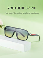 Oversized Polarized Rectangle Sunglasses – Vintage Steampunk for Men