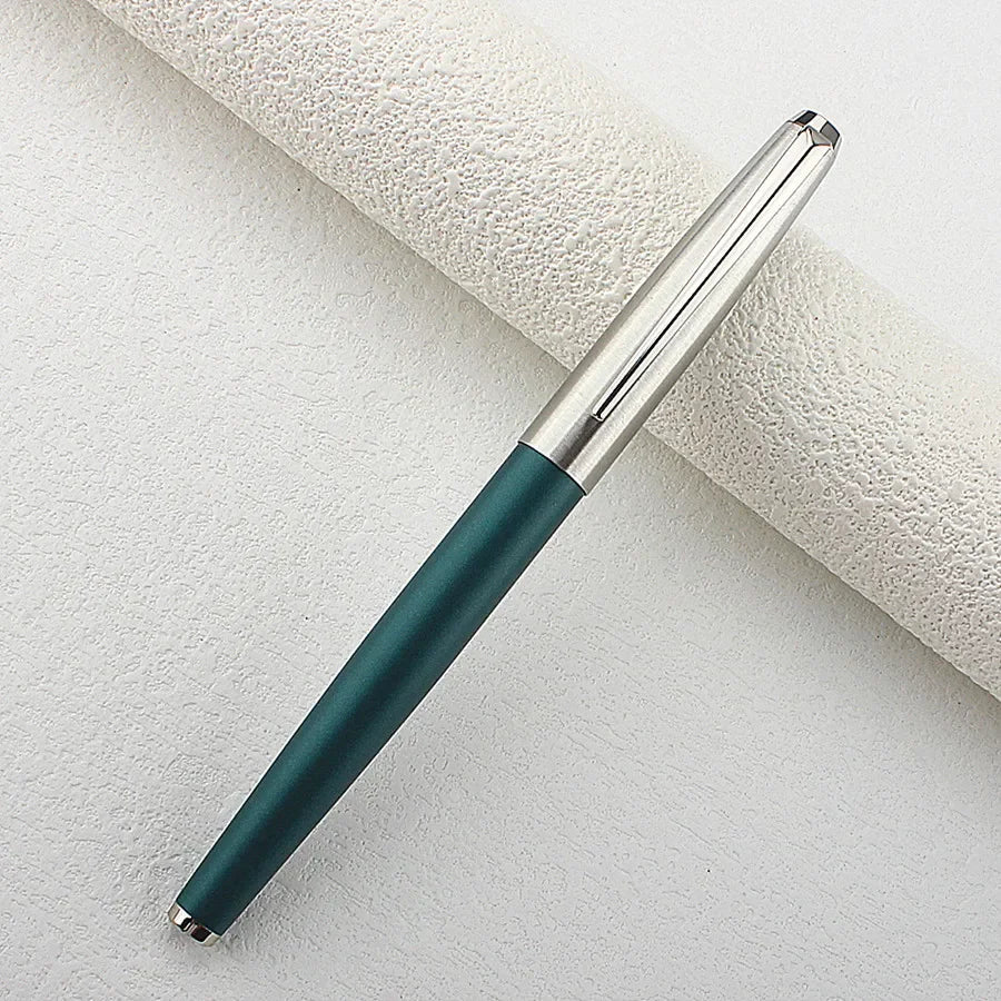 Calligraphy Fountain Pen – Bent Nib Silver Green for Painting and Office