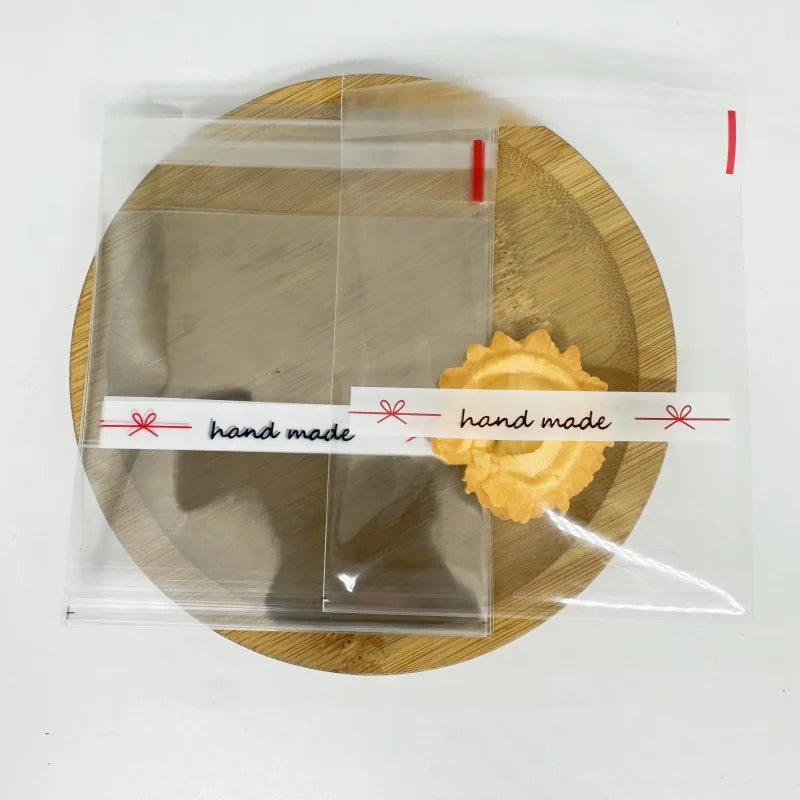 Self-Adhesive Bow-Knot Cookie Bags – 10x10cm Plastic Packaging for Parties