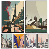 Modern Cityscape Canvas Print – Travel Landscape Wall Art for Home Decor