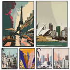 Modern Cityscape Canvas Print – Travel Landscape Wall Art for Home Decor