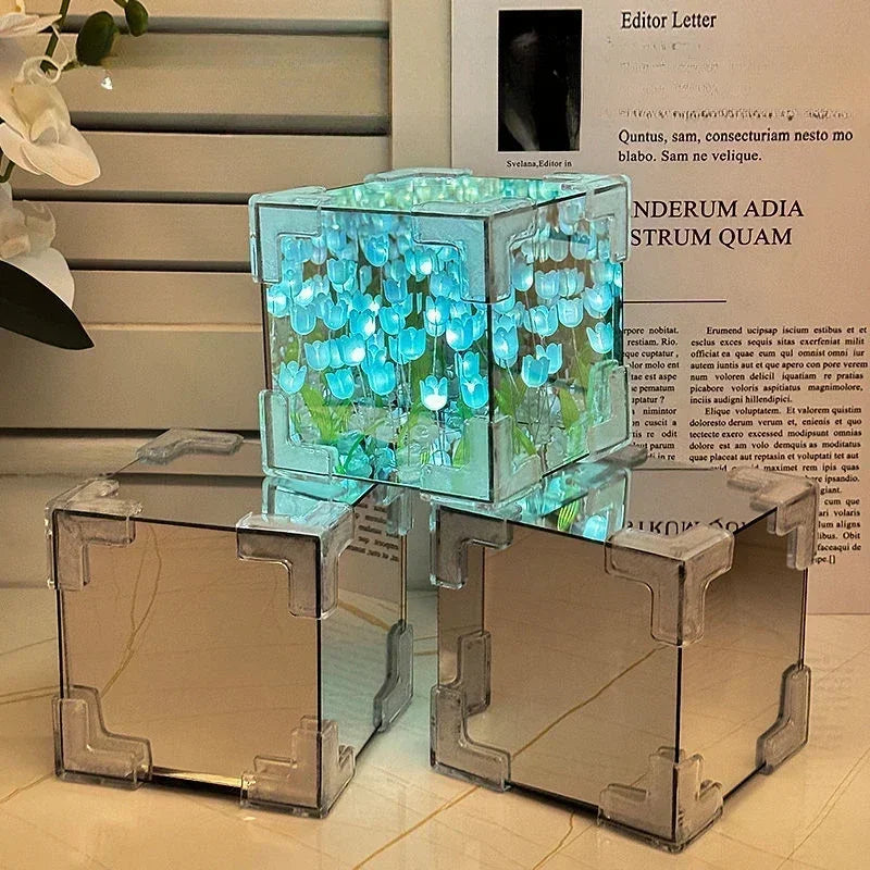 DIY Tulip Mirror Lamp – Handmade Floral Night Light for Bedroom Decor