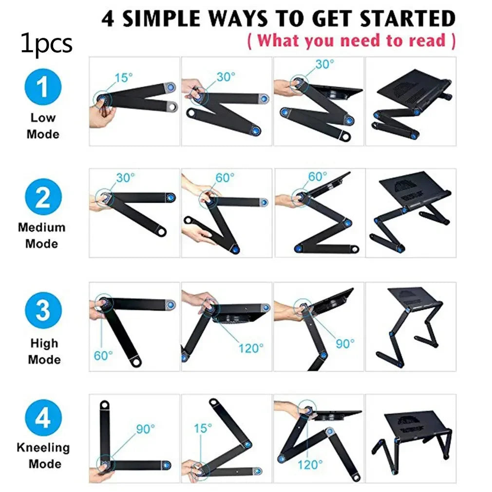 Aluminum Laptop Cooling Stand – Foldable Notebook Tray for Bed Office Desk