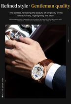 OLEVS Automatic Mechanical Watch – Leather Strap Flywheel for Business Casual