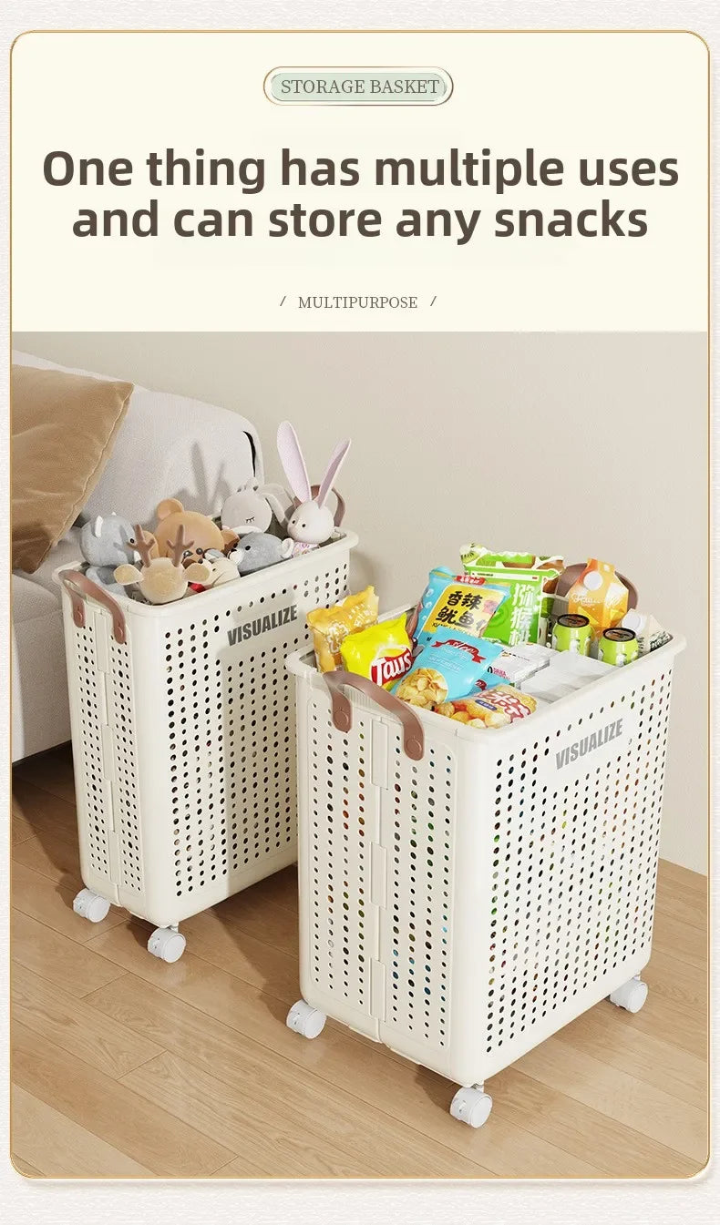 Rolling Laundry Hamper – Large Capacity Collapsible Basket for Bathroom