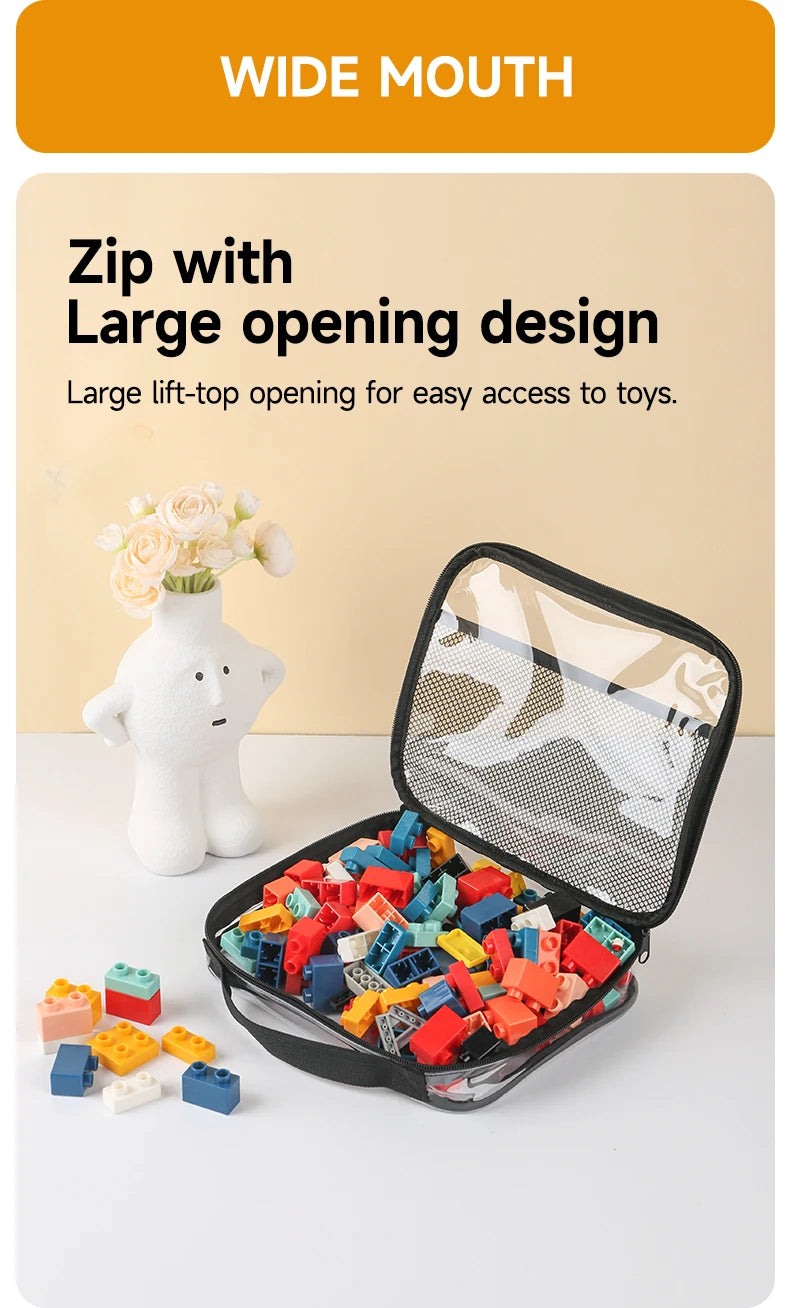 Transparent Toy Storage Bag – Large Capacity Organizer for Kids Block Toys