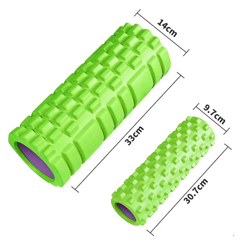 33cm Foam Yoga Massage Roller – Textured Grid Muscle Recovery for Gym Training